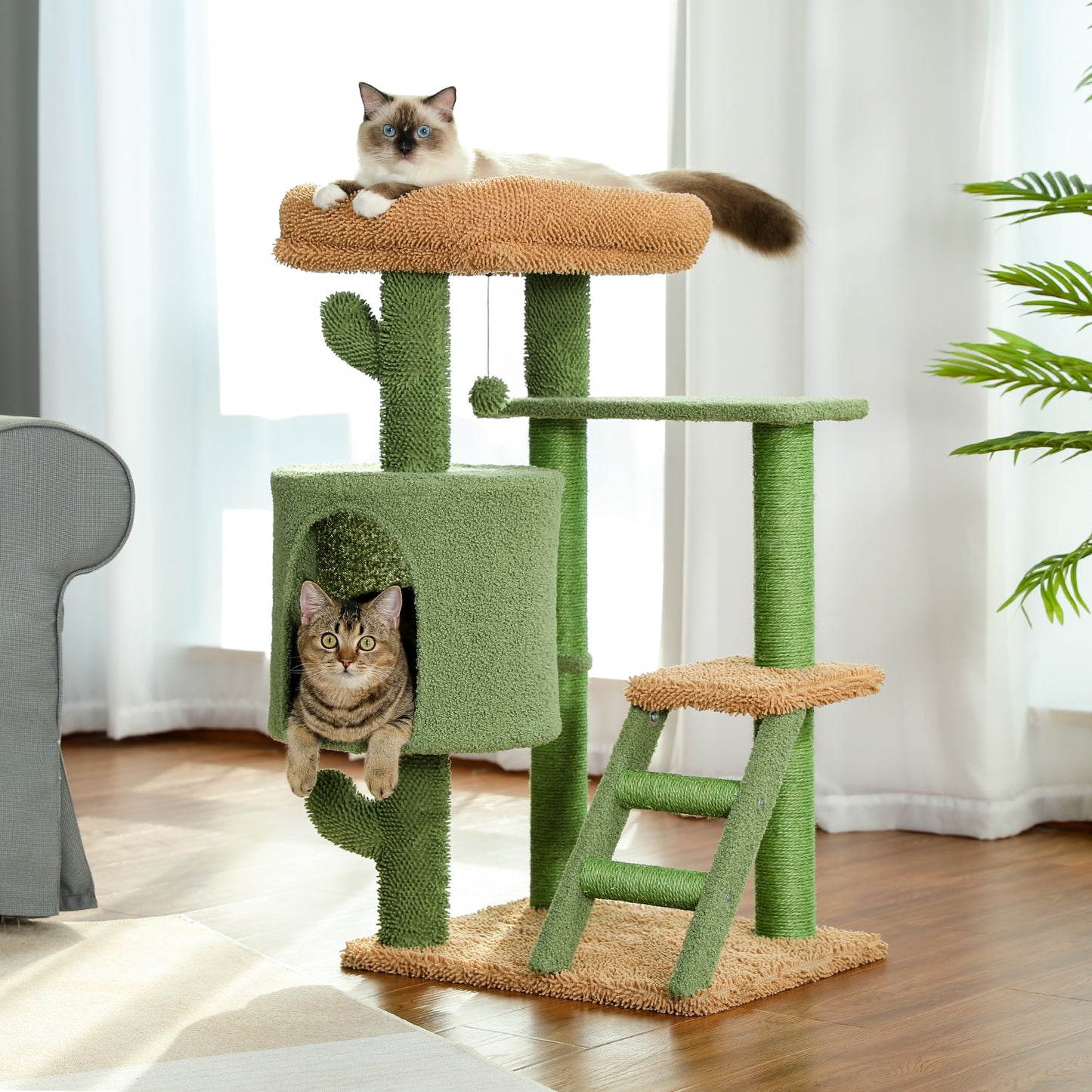 Cactus Cat Tree with Natural Sisal Scratching Post Board for Cat Perch Condo Kitty Play House rascador gato arbre à chat