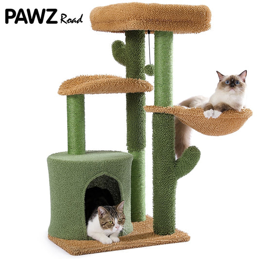 Cactus Cat Tree with Natural Sisal Scratching Post Board for Cat Perch Condo Kitty Play House rascador gato arbre à chat