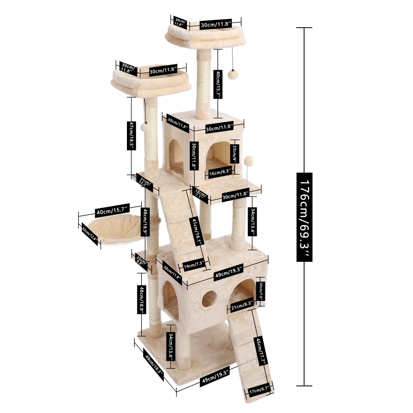 Cat's Tree Tower Condo Scratcher Home Furniture Pets House Hammock Cats Climbing Furniture Pets House Hammock Cat's Tree Tower