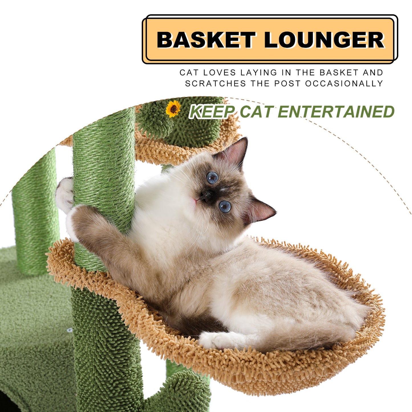 Cactus Cat Tree with Natural Sisal Scratching Post Board for Cat Perch Condo Kitty Play House rascador gato arbre à chat