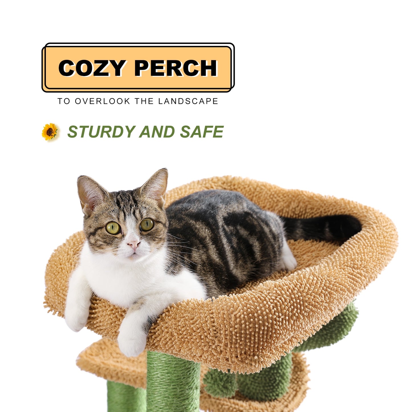 Cactus Cat Tree with Natural Sisal Scratching Post Board for Cat Perch Condo Kitty Play House rascador gato arbre à chat