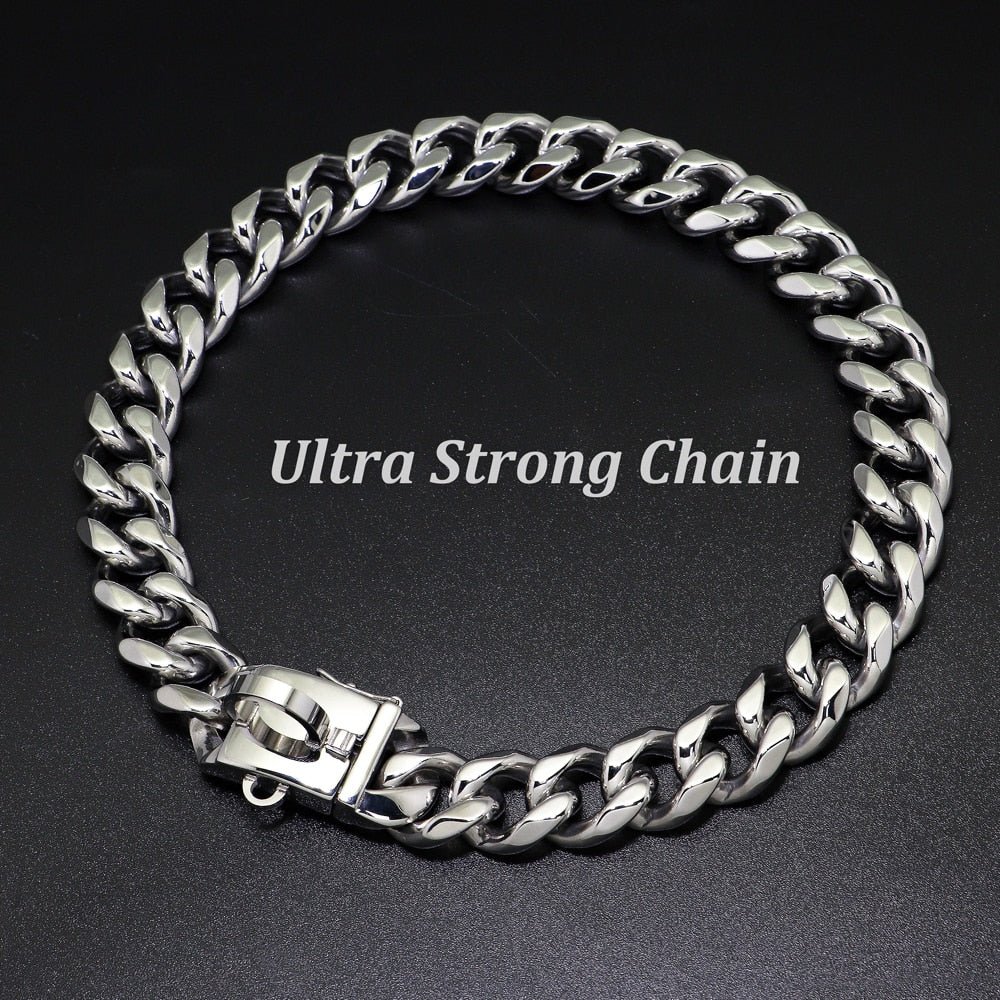 Stainless Steel Dog Chain Collar And Leash Super Strong