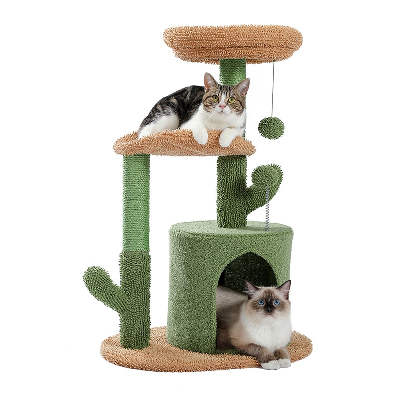 Cactus Cat Tree with Natural Sisal Scratching Post Board for Cat Perch Condo Kitty Play House rascador gato arbre à chat